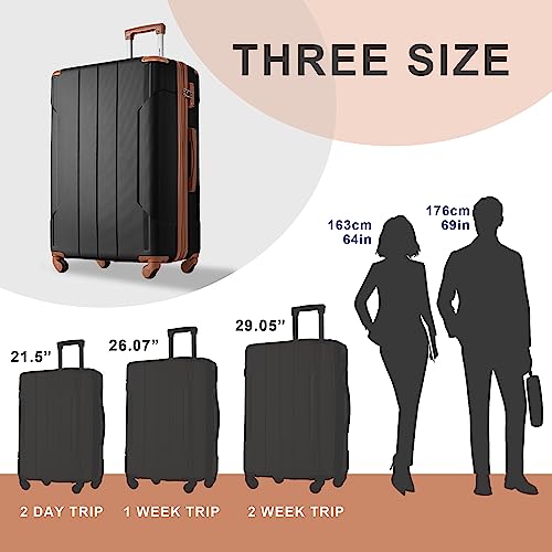 Image of Merax Luggage Set 3 Piece Expandable Lightweight Spinner Suitcase with Corner Guards, Gold, One Size