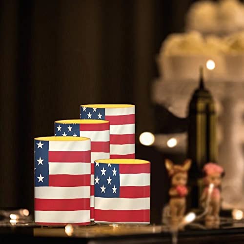 Image of American Flag Flameless Light Candles Battery Operated Candles with Color Changing Timer Remote Control 3'' 4'' 5'' 6'' Fake Pillar Candles Tealights