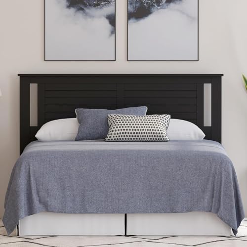 ComfIQ Serene Poplar Wood Queen Headboard in Black