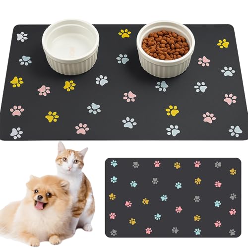 Tapis Gamelle Chien Semelle en Caoutchouc antidérapante pour Gamelle Chien Absorbant Personnalisés Tapis pour Lavable pour Lapins Hamsters et Autres Animaux...