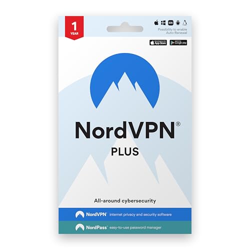 Image of NordVPN Plus - 1-Year - VPN & Cybersecurity Software Bundle - Protection Personal Information, Safely Manage Passwords - PC /Mac /Mobile [Activation Code via Mail]