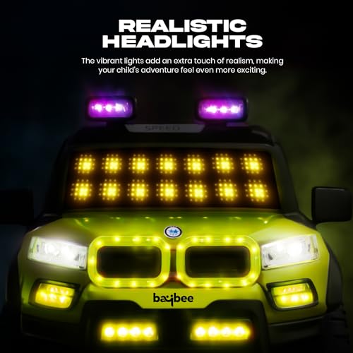 Image of Baybee Bumpy 4x4 Battery Operated Jeep for Kids, Ride on Toy Kid Car with RGB Windshield Light & Music | Baby Big Battery Cars | Electric Jeep Car for Kids to Drive 2 to 6 Years (Fluorescent Green)