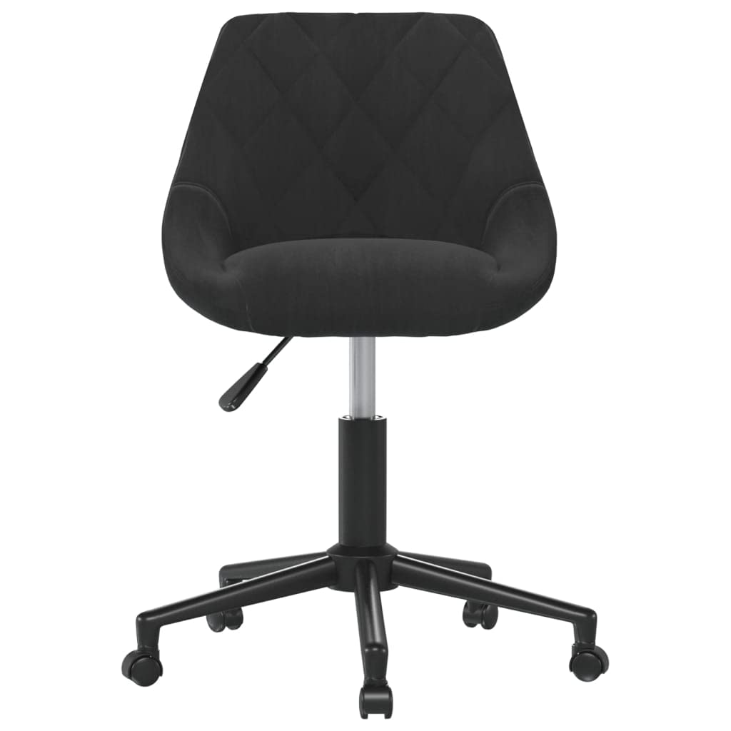 Lot de 2 chaises de salle à manger pivotantes en velours noir avec mécanisme de levage à gaz et roulettes