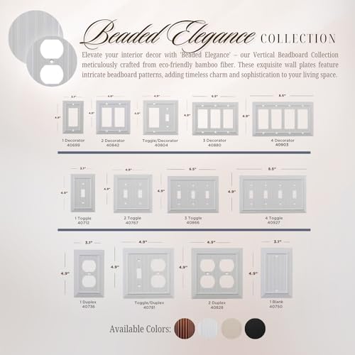 Image of Pack of 2 Wall Plate Outlet Switch Covers by SleekLighting | Classic Beadborad Wall plates| Variety of Styles: Decorator /Duplex /Toggle /Blank / & Combo | Size: 3 Gang Rocker