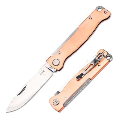 BÖKER PLUS Atlas Messer - kleines Slipjoint Taschenmesser - Klappmesser mit Metall Griff - EDC Vollmetall-Messer - Vintage Sandvik Knife