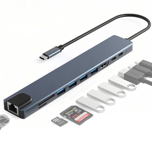 Hub USB C 10 em 1, Adaptador USB C para HDMI 4k, RJ45 Ethernet, C...