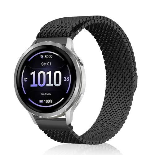 #VerdientProvisionen<br>18mm Metall Armband für Garmin Venu 4 41mm/Venu 3S/ 2S Verdickte Verbesserte Geschäft Mesh Edelstahl Uhrenarmband für Garmin Forerunner 265S/255S/Vivoactive 4S 40mm/Vivomove 3S 39mm Schwarz