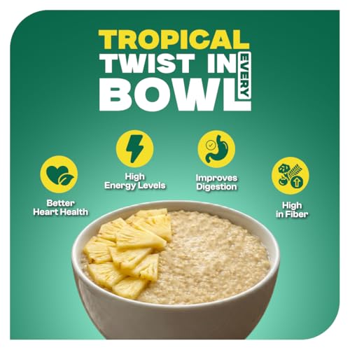 Image of ProToGrow Ready to Eat Pineapple Oats | No Refined Sugar - 300g | Healthy Instant Breakfast for Kids 3+ | Gluten Free | High Protein & Fibre | 19 Vitamins & Mineral | Real Pineapple, Jaggery