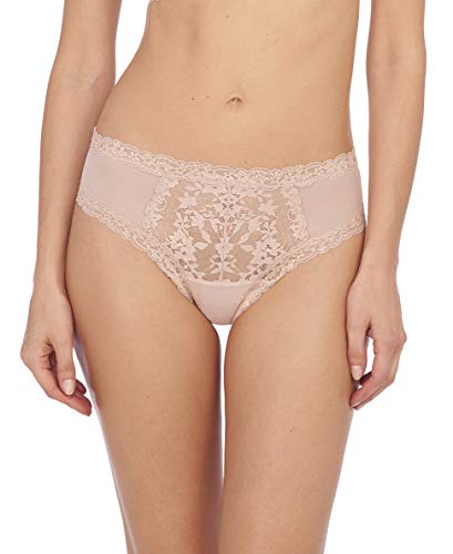 Natori s Women Feathers Luxe Thong (Light Mocha, Large)