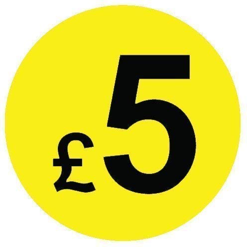 from 99p to £10 - Pack of 200 Black & Yellow 20mm Price Stickers/Sticky Labels - 40 Different Prices to Choose from (Black & Yellow £5)
