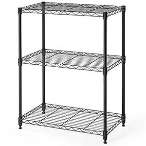Fencer Wire 3/4/5-Tier Adjustable Height Wire Shelving Unit, Garage Shelving Storage Organizer, Wire Rack Shelving, Metal Steel Storage Shelves, Utility Storage Shelf with Leveling Feet, Black
