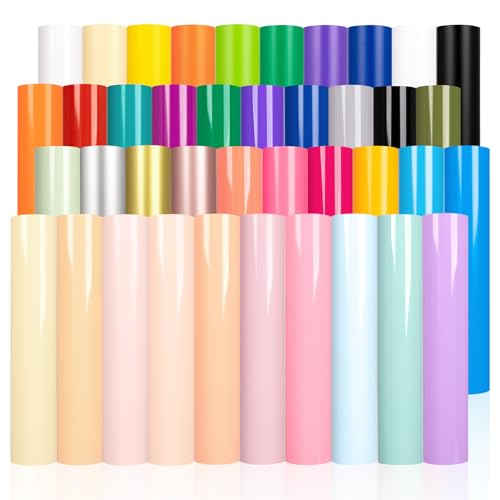VINYL FROG Vinylfolie Plotter Bundle 40 Stück Plotterfolie Vinyl Blätter 30,5x30,5cm Plotterfolie Selbstklebend für Party Dekoration, Aufkleber, DIY Becher