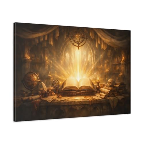 Canvas Book Golden Library tableau féerique 90x60 cm pour salon