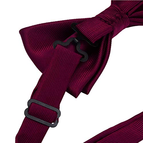 Image of GUSLESON Mens Solid Color Two Layer Pre-tied Bow Tie and Pocket Square Cufflink Set with Gift Box