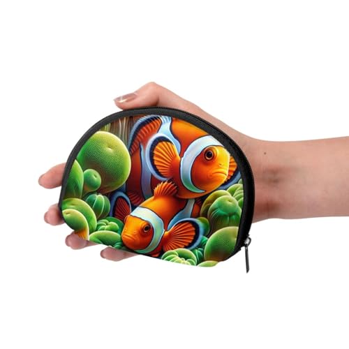 Portable Coin Purse Clownfish-Tropical-Fish Mini Zippered Money Pouch Card Holder3