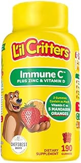 Lil Critters Kids Immune C Gummy Supplement: Vitamins C, D3 & Zinc for Immune Support, 60 or 120mg Vitamin C Per Serving, 190 Count (95-190 Day Supply), from America’s No. 1 Kids Gummy Vitamin Brand