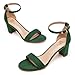 FW FRAN WILLOR Women Open Toe Low Chunky Short Green Heels Ankle Strap Block Heel Sandals Party Dress Wedding Pump Shoes