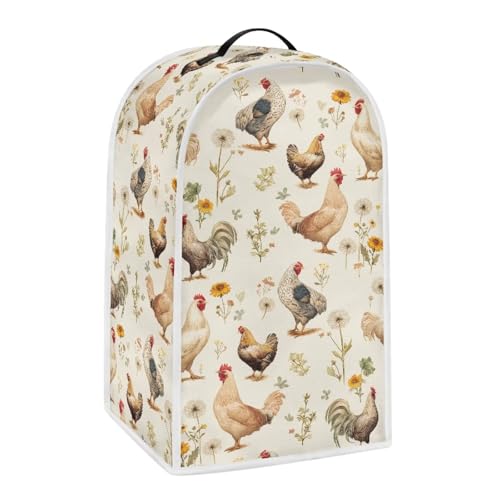 Image of Flowers Rooster Kitchen Appliance Cover - Rustic Farmhouse Style for Blender and Coffee Maker, Anti-Fingerprint Easy Clean for Country Home Decor, Targets Rustic Lifestyle Enthusiasts.
