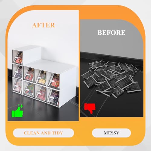 EFUTURETIME 3 Stück Teebox Kunststoff mit 9 Schubladen 22.6x16,5x7,6cm Teebeutel Organizer Stapelbar, Tee Aufbewahrung für Losen Tee, Teebeutel, Kaffee, Zucker, Stift und Kosmetika, Weiß