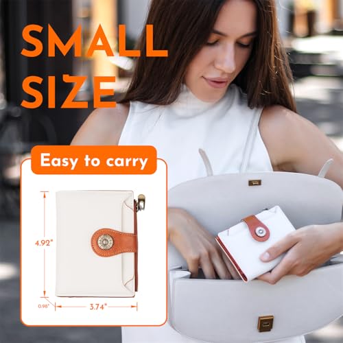Small Wallet Women RFID Blocking Soft Leather Bifold Compact Card Holder Wallet for Women with Zipper Coin Pocket Beige Brown3