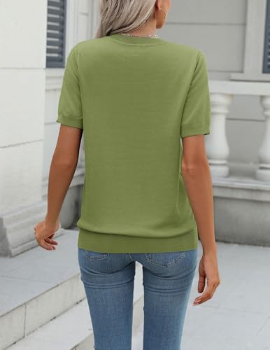 Image of Zeagoo Womens Summer Short Sleeve Tops Crew Neck Lightweight Pullover Sweaters Loose Dressy Casual Blouse Basic Clothes