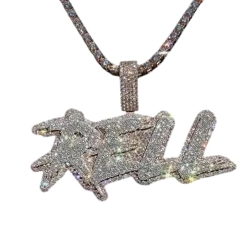 SilkenSaga Stunning Iced Out VVS1 Moissanite Diamond Custom Name Letter Hip Hop Pendant Luxurious Personalized Initial Rapper's Fashionable Necklace For Men 14K Gold Plated Handmade Charm Jewelry