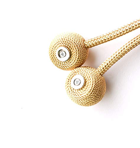 Magnetic Curtain Tiebacks for Small Window Drapries (Gold)