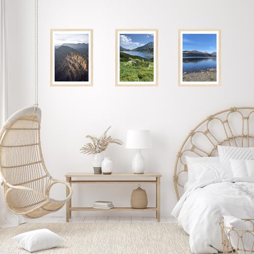 Image of JCJMY 12x16 Picture Frame with 11x14 Mat, Display Photo 11x14 with Mat or 12 x 16 Without Mat, Wall Hanging Large Frame with Plexiglass, Natural