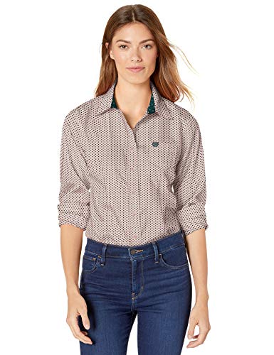 Cinch Women's Printed Long Sleeve Shirt, Veiled Rose, XL