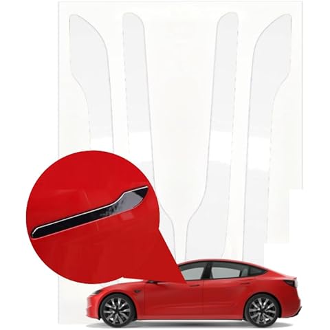 Upromax 4 Set Car Door Handle Paint Protection Film Cover Sticker 3M Converted, Tesla Model 3 Tesla Model Y Accessories Fits 2024-2019, Chrome Delete, TPU Film, (Clear Protection Film PPF) Cover