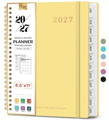 Taja 2027 Planner, 8.5" x 11" Hardcover Calendar Book, Jan 2027-Dec 2027