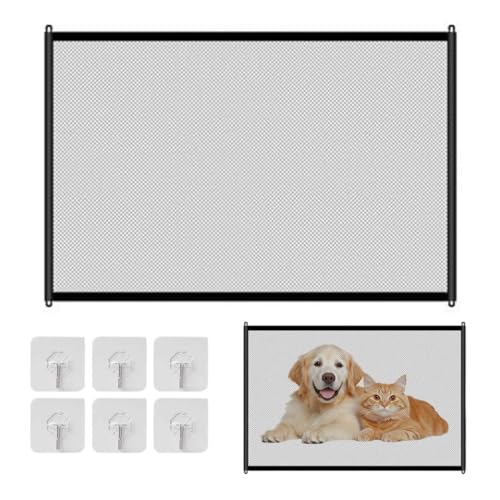 Cancelletto Cani, Barriera per Cani, Cancello Scale per Bambini e Animali Domestici, Cancelletto per Gatti per Porte, Scale e Corridoi, Uso Interni ed Esterni (110 * 72 cm, Nero)