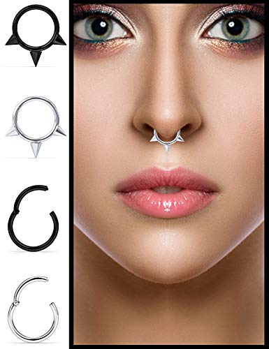 SCERRING 16G Septum Jewelry Stainless Steel Hinged Seamless Nose Hoop Ring Cartilage Daith Tragus Clicker Rings Retainer Body Piercing Jewelry4