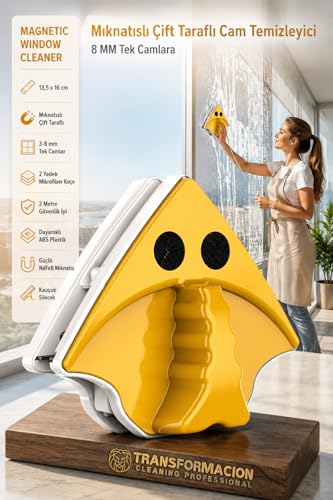 Mıknatıslı Çift Taraflı Cam Silici Güvenli Pratik Cam Temizleme Aparatı 8 MM Tek Camlara 717567