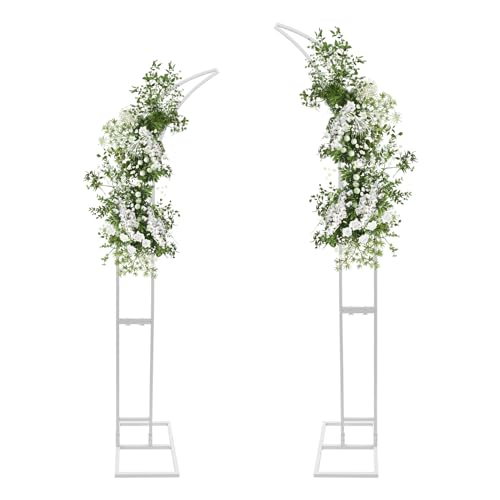 DYRABREST Wedding Arch Stand Set of 2(6.89FT/6.23FT) Curved Top Arch Backdrop Stand Balloon Arch Stand for Birthday Party Baby Shower Anniversary Celebration Wedding (White)