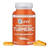 Turmeric Curcumin Capsules, Qunol with Ultra High Absorption 1500mg, Joint Support, Dietary Supplement, Extra Strength, 90 Vegetarian Capsules