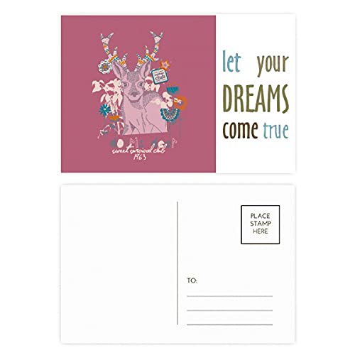 Cartes postales remerciement renne couleur Dream Come True lot de papeterie