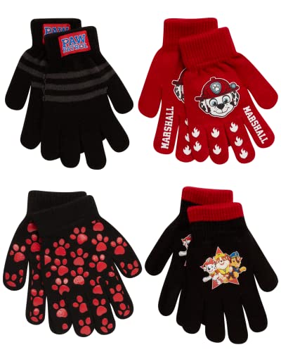 Nickelodeon Assorted Characters 4 Pair Gloves Cold Weather Set Little Boys Age 2-7 ((B) Paw Patrol 4 Pair Gloves Set)