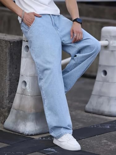 Image of THIRD QUADRANT Baggy Jeans for Men || Khaki Jeans || Jean Pant for man (in, Numeric, 30, Regular, Khakhi)