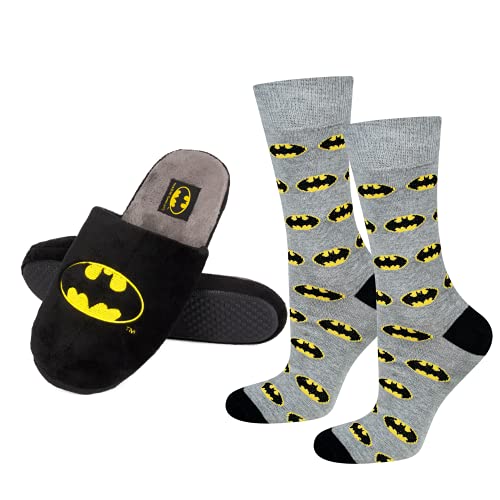 soxo DC Comics The Batman Hausschuhe Herren Cozy Slipper Lustig Pantoletten 41/42 Batman Hauschuhe + Socken 40-45