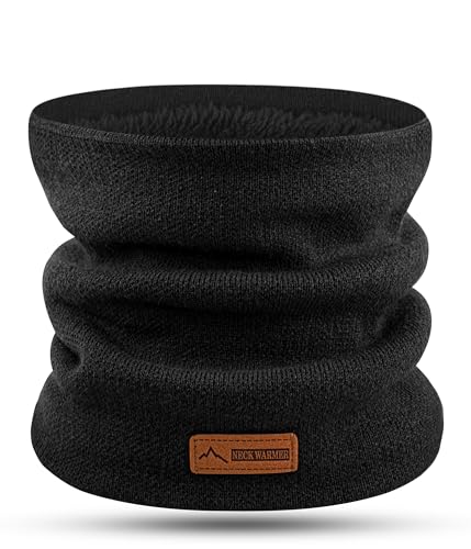 FORVEVO Schal Herren, Winter Halsschlauch Damen,Halstuch Herren mit Fleece Futter,Schal Halswärmer Männer,Thermo Schlauchtuch, Winddichte Loop Schal für Outdoor Sport Täglich(Schwarz)