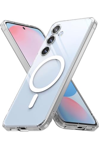 Samsung ile uyumlu Galaxy S25 FE Kılıf Kamera Çıkıntılı Magsafe ile uyumlu Wireless Şarj Destekli Sert Şeffaf Kapak