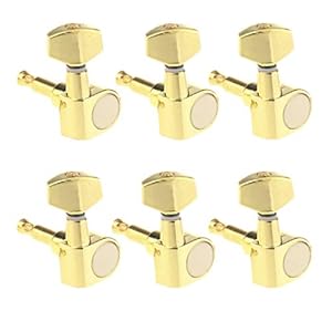 Musiclily 6 in Lijn Gesloten Gitaar Stemmechanieken Tuners voor Stratocaster Telecaster Elektrische Gitaar,Goud