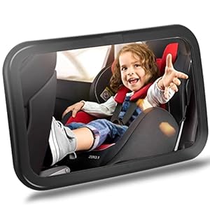 PERMUST Rücksitzspiegel fürs Baby,360° Schwenkbar ,Bruchsicherer rückspiegel ,Verstellbare elastische Riemen,Spiegel kompatibel mit meisten Auto drehbar doppelriemen