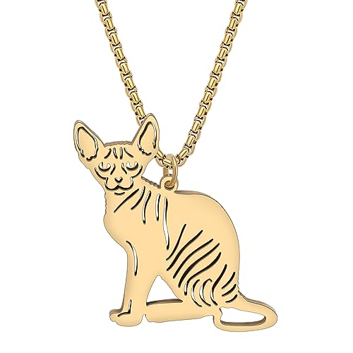 Collier de chat mignon chaînes charms acier inoxydable 18K or pour femme