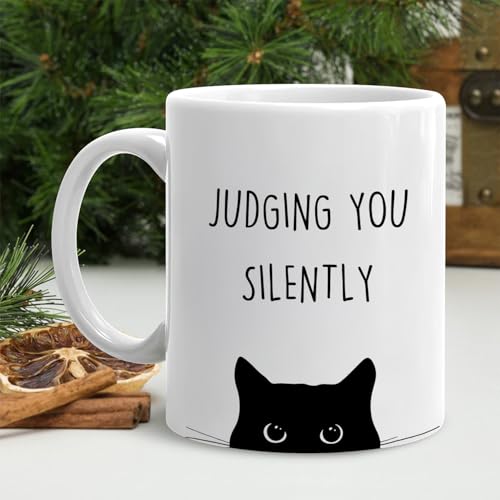 Taza de Cerámica Negra con Diseño de Gato 11 oz miniatura 3