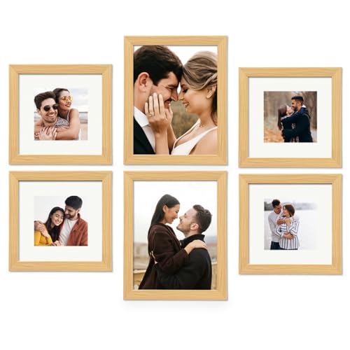 Image of PAINTINGMANTRA Set of 6 Wall Timeline Customized, Personalized Synthetic Table Wall Photo Frame, Birthday, Anniversary Gift for Home Office Decoration (Beige, Size: 4 Pcs 8x8 Inch, 2 Pcs 8x10 Inch)