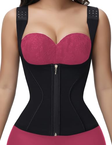SHAPSHE Waist Trainer High Compression Cincher for Women Tummy Control Sport Workout Hourglass Body Shaper Vest with Straps
