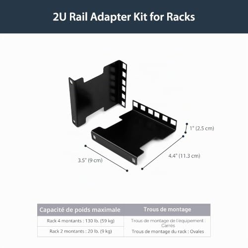 StarTech Kit Extension Profondeur Rack Serveur 2U, 10cm, 59kg (RDA2U)