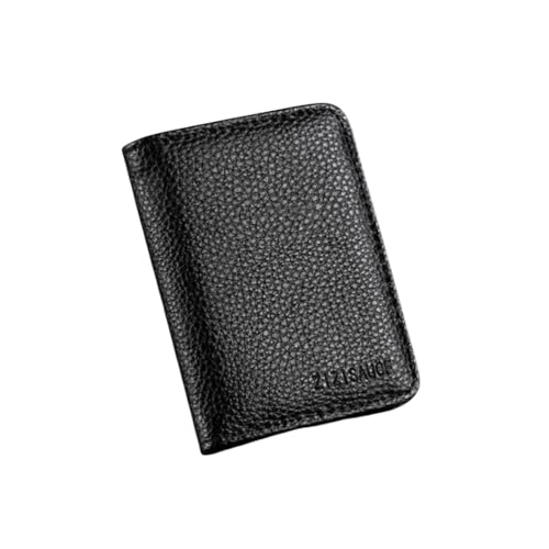 ID Package PU Wallet Portable Solid Color Business Card Case Universal Multi-card Slot Wallets Men(Black)